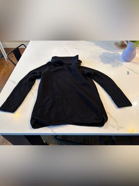 Talbots Black Ribbed Polo-Neck Sweater - Size Small